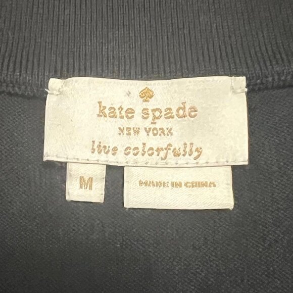 Kate Spade Sequined Kati Cardigan Black White Size Medium - Picture 8 of 10